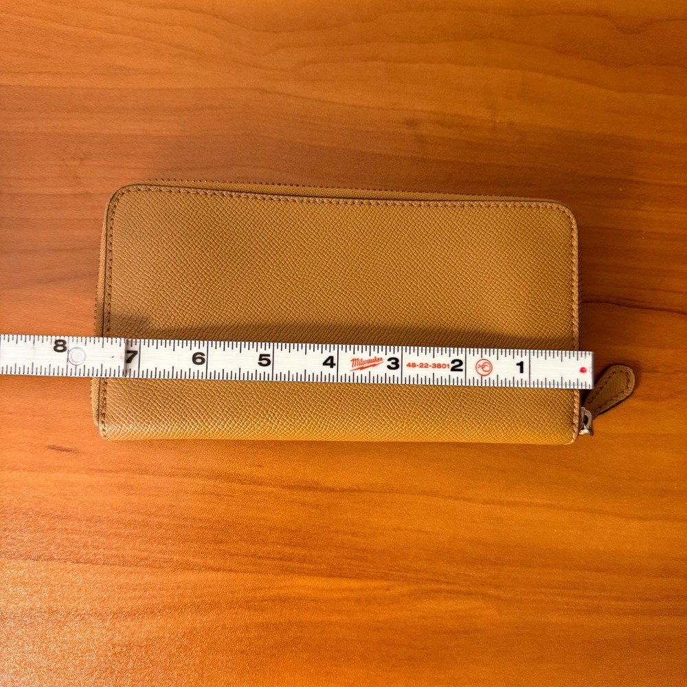 Coach Crossgrain Leather Accordion Zip Wallet Tan Gold Hardware - Picture 2 of 8